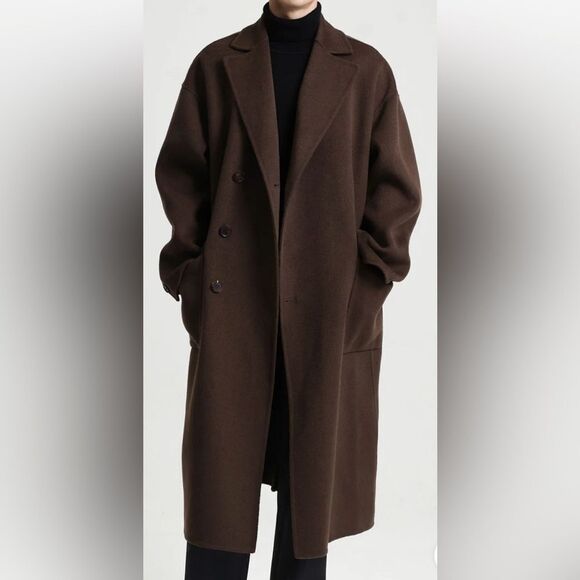 H&M Large Oversized Chocolate mouse brown recycled wool blend coat - Picture 1 of 15
